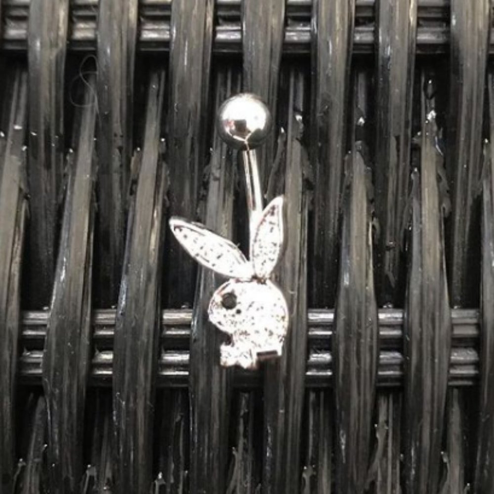 playboy crystal black eye belly button navel ring